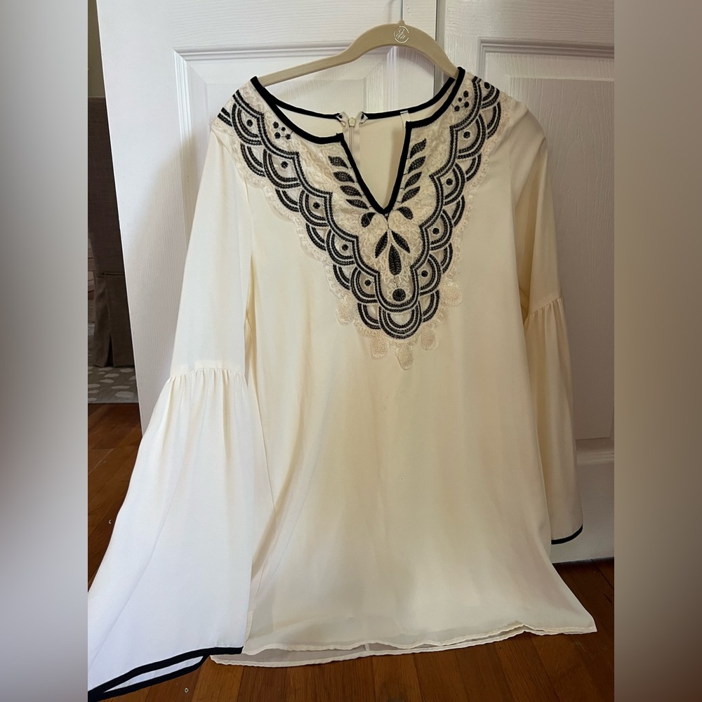 Sage Brand Cream Dress with Black Detailing
